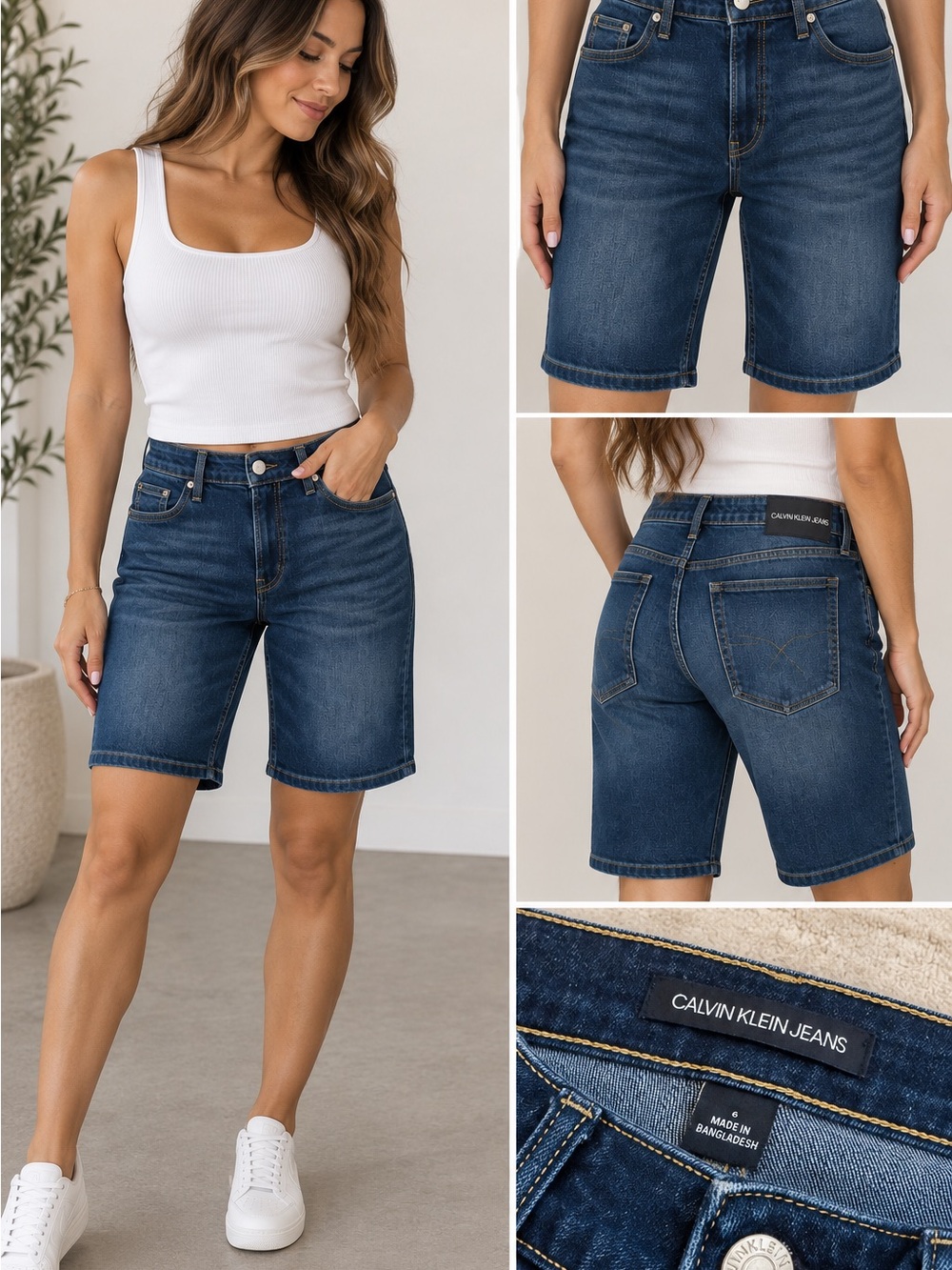 Calvin Klein Jeans Blue Denim High-Rise Bermuda Shorts